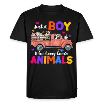 Ferme Jeune amour ferme animaux cadeau - T-shirt Premium bio Homme - noir - Devant - Nico (187cm)