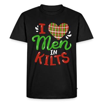 Funny I Love Men In Kilts Celtic Plaid Scotland - Men's Premium Organic T-Shirt - black - Front - Nico (187cm)