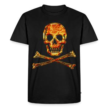 Crâne, Skull, Fire, pirate, digital, crânes de - T-shirt Premium bio Homme - noir - Devant - Nico (187cm)
