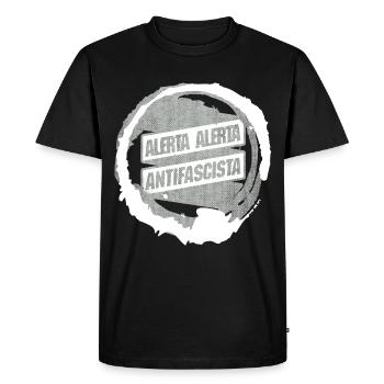 PROTESTATION ANTIFASCISTA ALERTA ALERTA - T-shirt Premium bio Homme - noir - Devant - Nico (187cm)