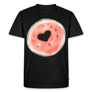 Melon Coeur - T-shirt Premium bio Homme - noir - Devant - Nico (187cm)