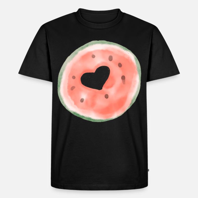 Melone Herz - Männer Premium Bio T-Shirt - Schwarz