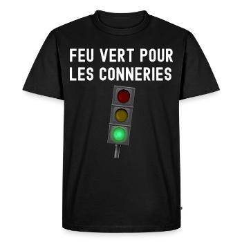 Feu vert pour les conneries cadeau homme - T-shirt Premium bio Homme - noir - Devant - Nico (187cm)
