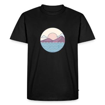 Belle nature paysage avec montagne d’eau - T-shirt Premium bio Homme - noir - Devant - Nico (187cm)