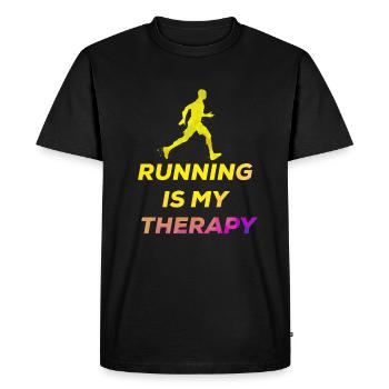 Running jogging sport saying gift running - Men's Premium Organic T-Shirt - black - Front - Nico (187cm)