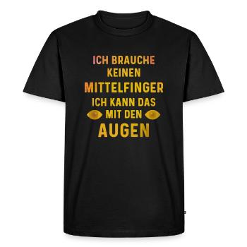 Witziger Spruch Mittelfinger Augen witzig - Männer Premium Bio T-Shirt - Schwarz - Vorne - Nico (187cm)