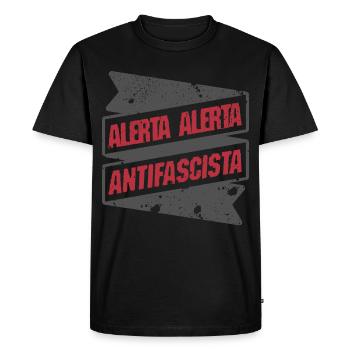 alerta alerta antifascista - Männer Premium Bio T-Shirt - Schwarz - Vorne - Nico (187cm)