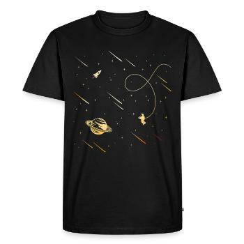 Space astronaut planet rocket space - Men's Premium Organic T-Shirt - black - Front - Nico (187cm)