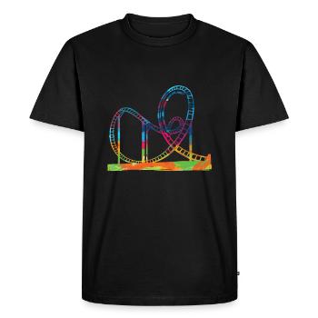 Roller coaster idée cadeau parcs d'attractions showman - T-shirt Premium bio Homme - noir - Devant - Nico (187cm)