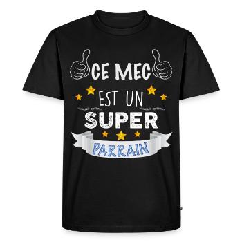 Parrain Super parrain - T-shirt Premium bio Homme - noir - Devant - Nico (187cm)