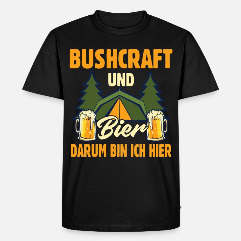 Bier Camping Bushcraft Survival - Männer Premium Bio T-Shirt - Schwarz