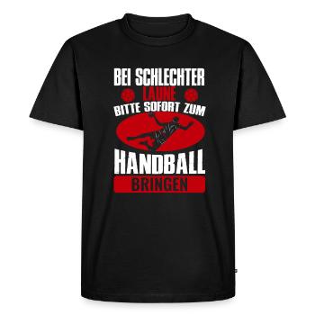 Schlechte Laune zum Handball bringen Lustiges Hand - Männer Premium Bio T-Shirt - Schwarz - Vorne - Nico (187cm)