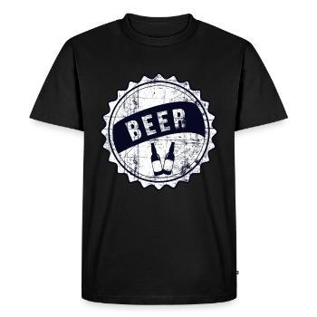 Bière - T-shirt Premium bio Homme - noir - Devant - Nico (187cm)