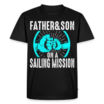 Father and son sailing boat sailor ship captain - Men's Premium Organic T-Shirt - black - Front - Nico (187cm)