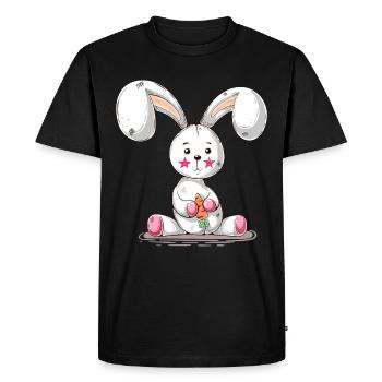 Cute Rabbit Cartoon Happy Easter Gift - Men's Premium Organic T-Shirt - black - Front - Nico (187cm)