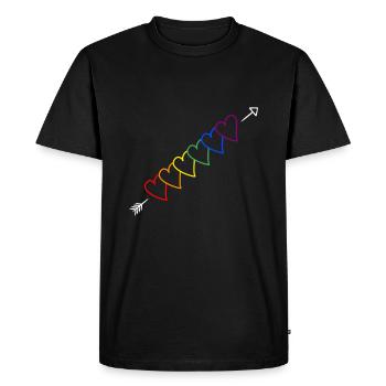 Flèche arc-en-ciel LGBT - T-shirt Premium bio Homme - noir - Devant - Nico (187cm)