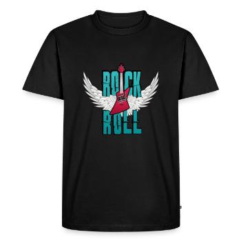 Rock and Roll avec des ailes - T-shirt Premium bio Homme - noir - Devant - Nico (187cm)