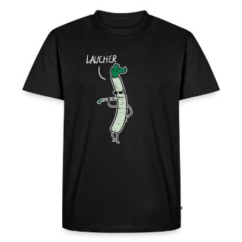 Laucher Geschenkidee - Männer Premium Bio T-Shirt - Schwarz - Vorne - Nico (187cm)