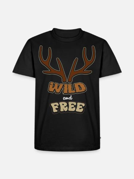 Reh Hirsch - Männer Premium Bio T-Shirt - Schwarz