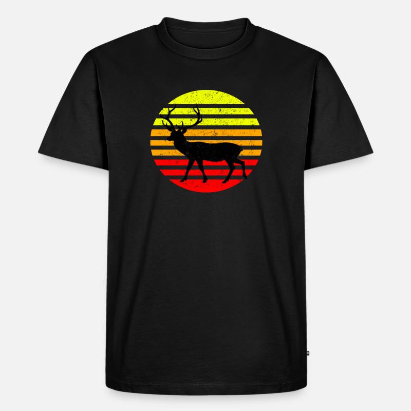 Reh Hirsch - Männer Premium Bio T-Shirt - Schwarz