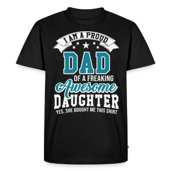 fier père une grande fille - T-shirt Premium bio Homme - noir - Devant - Nico (187cm)