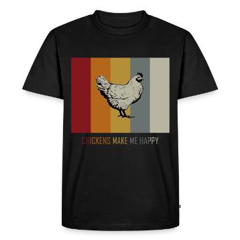 Poulet coq rayures vintage rétro - T-shirt Premium bio Homme - noir - Devant - Nico (187cm)