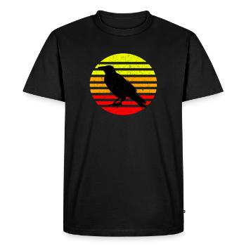 Crow raven vintage retro sun - Men's Premium Organic T-Shirt - black - Front - Nico (187cm)