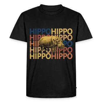 Hippopotamus retro vintage - Men's Premium Organic T-Shirt - black - Front - Nico (187cm)