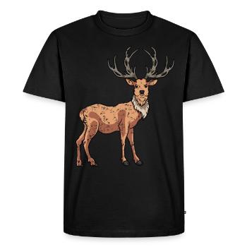 Cerf rétro vintage style - T-shirt Premium bio Homme - noir - Devant - Nico (187cm)