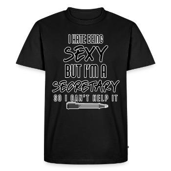 secrétaire - T-shirt Premium bio Homme - noir - Devant - Nico (187cm)