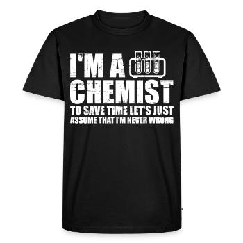 Chimie chimie science - T-shirt Premium bio Homme - noir - Devant - Nico (187cm)