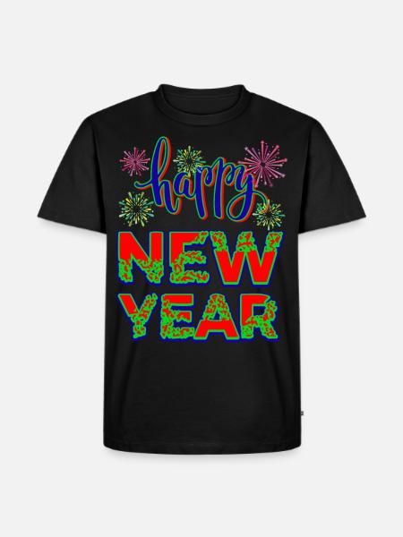 Neujahr Happy New year - Männer Premium Bio T-Shirt - Schwarz