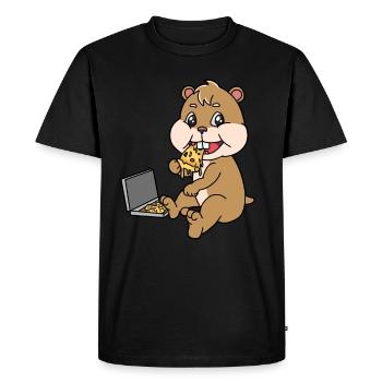 Hamster avec la faim de pizza fantaisie animaux - T-shirt Premium bio Homme - noir - Devant - Nico (187cm)