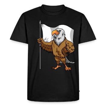 L’aigle fier avec la paix drapeau blanc à tête de mer - T-shirt Premium bio Homme - noir - Devant - Nico (187cm)