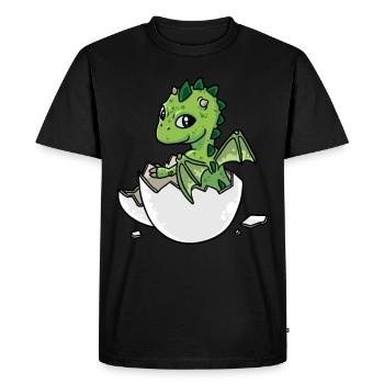 Petit bébé dragon dragon naissance oeuf coquille - T-shirt Premium bio Homme - noir - Devant - Nico (187cm)