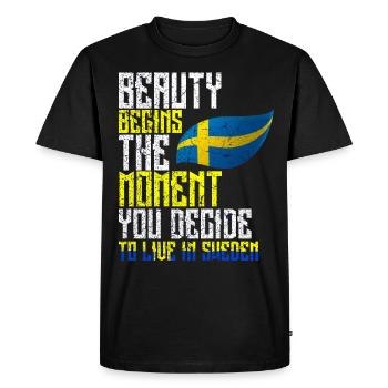 Suède Vikings Scandinavie Pays Stockholm - T-shirt Premium bio Homme - noir - Devant - Nico (187cm)