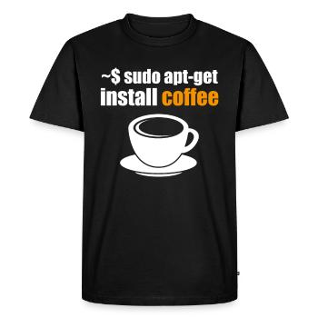 funny linux shirt Geek Sudo install Coffee Nerd - Men's Premium Organic T-Shirt - black - Front - Nico (187cm)