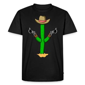 CACTUS COWBOY GUN - CACTUS OUTLAW - WESTERN STYLE - Men's Premium Organic T-Shirt - black - Front - Nico (187cm)