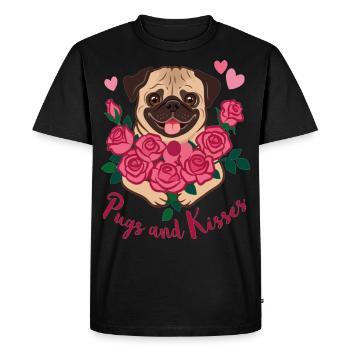 Carlin et bisous | Cochons et bisous - T-shirt Premium bio Homme - noir - Devant - Nico (187cm)