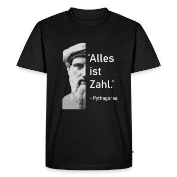 Geschenk Mathelehrer | Pythagoras Alle ist Zahl - Männer Premium Bio T-Shirt - Schwarz - Vorne - Nico (187cm)