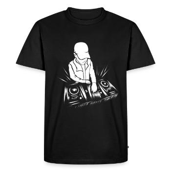 DJ - Männer Premium Bio T-Shirt - Schwarz - Vorne - Nico (187cm)