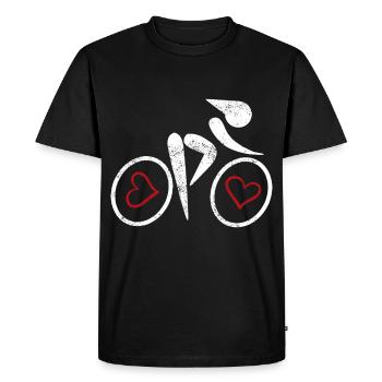 Cœurs dans le vélo - T-shirt Premium bio Homme - noir - Devant - Nico (187cm)