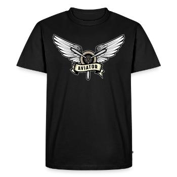 Aviateur pilote - T-shirt Premium bio Homme - noir - Devant - Nico (187cm)