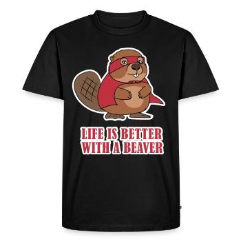Cadeau de natation de la vie super-rivière castor rivière - T-shirt Premium bio Homme - noir - Devant - Nico (187cm)