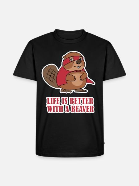 Cadeau de natation de la vie super-rivière castor rivière - T-shirt Premium bio Homme - noir