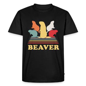Castor Retro - T-shirt Premium bio Homme - noir - Devant - Nico (187cm)
