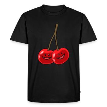 Cerises Été Sucré Fruité heureux - T-shirt Premium bio Homme - noir - Devant - Nico (187cm)