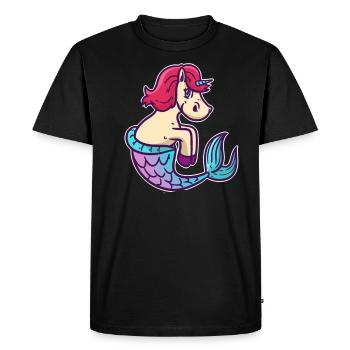 Unicorn mermaid animal fish magic gift - Men's Premium Organic T-Shirt - black - Front - Nico (187cm)