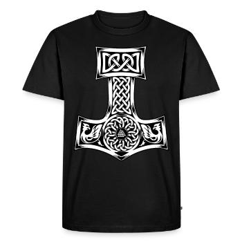 Mjolnir Thor Nordic God product Hammer Vintage - Men's Premium Organic T-Shirt - black - Front - Nico (187cm)