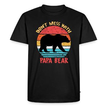 Ne plaisante pas avec PAPA BEAR - Cadeau de la fête des pères - T-shirt Premium bio Homme - noir - Devant - Nico (187cm)
